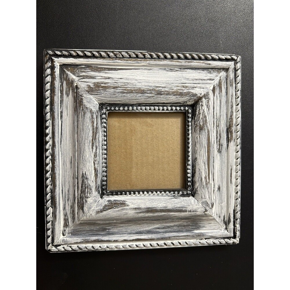 Rustic Farmhouse Shabby Chic Distressed Picture Frame 9" (3.5" Open) Hand-paint